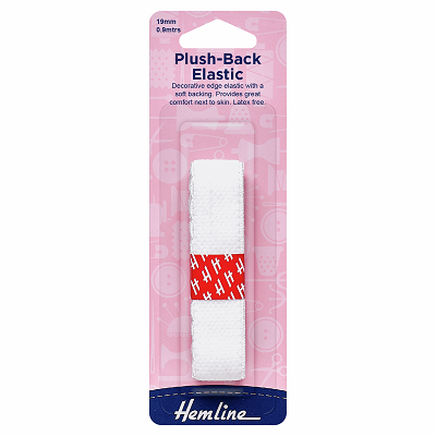 H637 Plush-Back Elastic: 0.9m x 19mm: White.. 